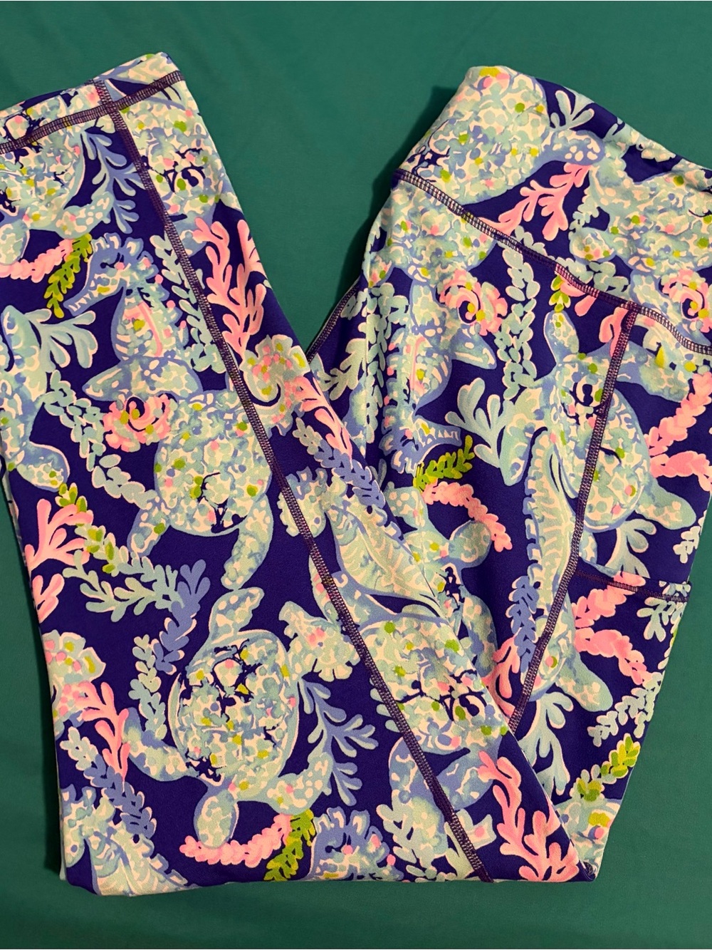 Lilly Pulitzer Purple Floral Sea Turtle Leggings